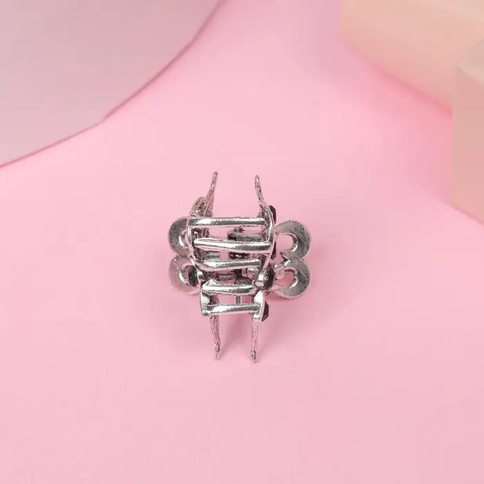 Краб для волос "Синий туман" крыло бабочки, 2,5 см, серебро