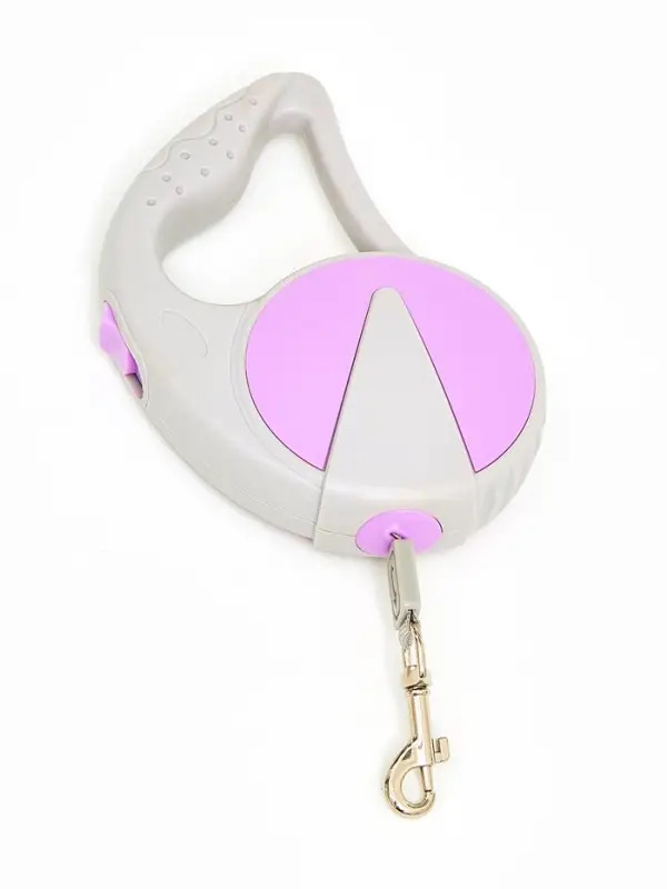 Рулетка - поводок для собак, лента 3 м, серая/сиреневая