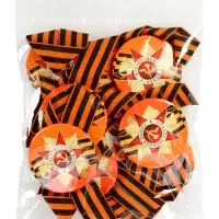 Значок закатной с георгиевской лентой &laquo;9 мая&raquo;