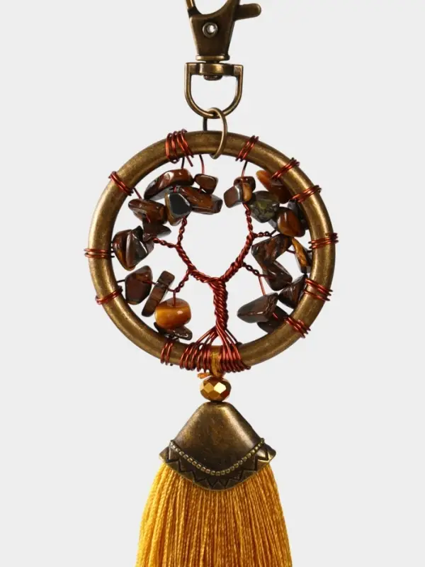 Брелок ловец снов "Великое древо" 19 см, цв. золотистый