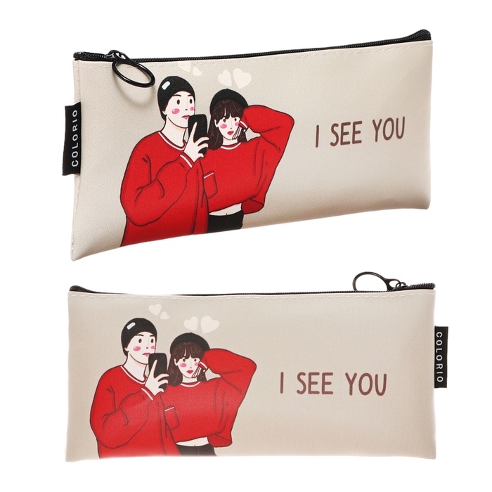 Пенал мягкий 1 отделение, 90х200, искусственная кожа, для девочки, бежевый, Colorio "Стиль"