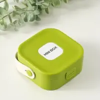 Шкатулка пластик для украшений с зеркалом, с ручкой 3 ячейки, 3 полосы, зелёны 9х9х3,8 см