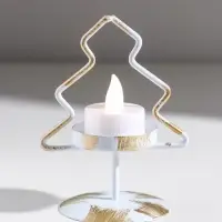 Подсвечник металл на 1 свечу "Ёлочка" белый с патиной d=5 см 7х7х12,5 см