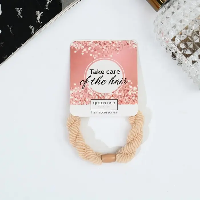 Резинка для волос "Спорт" плетение элит, 4,5 см, бежевый