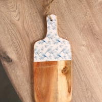 Доска разделочная прямоугольная "Синие птицы" дерево манго 41х18 см