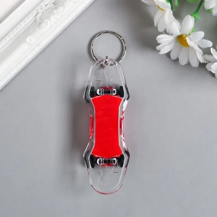 Фонарик брелок для ключей на кольце &laquo;Скейтборд&raquo;, мигает, 1.7&times;8.2&times;2.8 см, МИКС