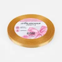 Лента атласная, 6 мм, 23&plusmn;1 м, золотисто-бежевая №186