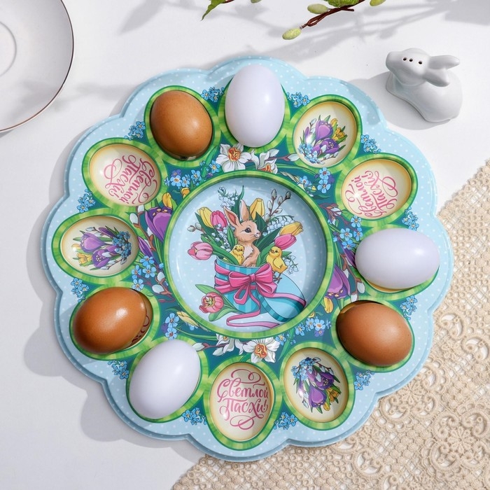 Пасхальная подставка на 12 яиц и кулич &laquo;Кролик&raquo; на пасху, 30 х 30 см.
