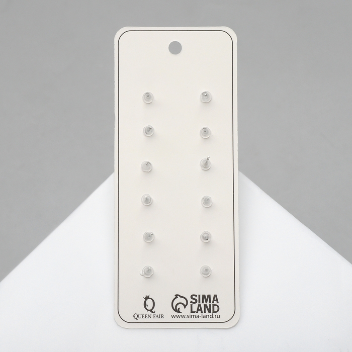 Пусеты 6 пар &laquo;Романтика&raquo; цветочки, чёрно-белый в серебре