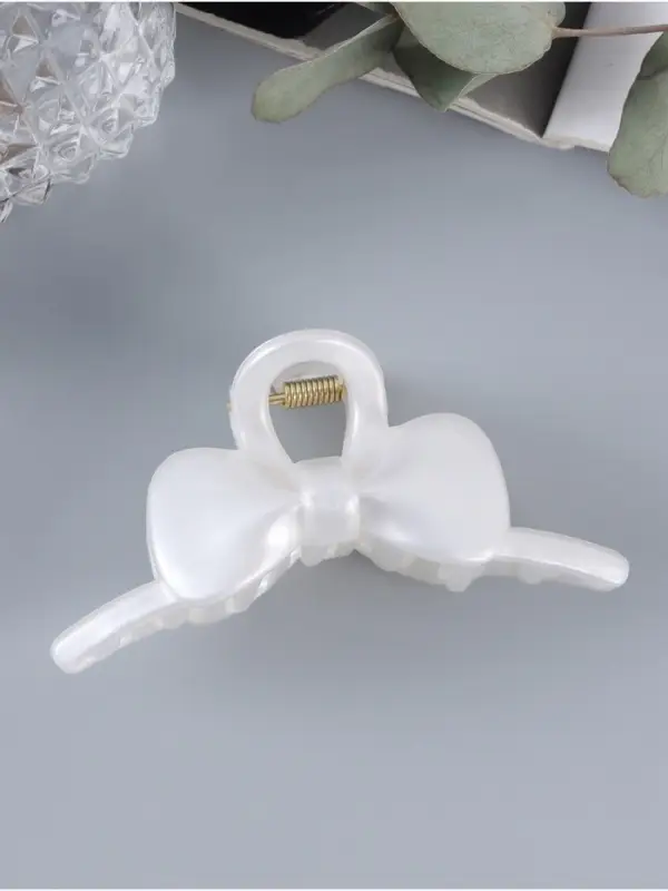 Крабик для волос &laquo;Глянец&raquo;, бантик дуга, 8 см, белый