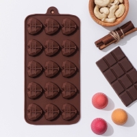 Форма для конфет и шоколада Доляна &laquo;Холодное сердце&raquo;, 20,5&times;10&times;1,5 см, 15 ячеек, цвет коричневый
