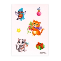 Блокнот - гравюра на новый год &laquo;Кошка&raquo;, 10 листов, лист наклеек