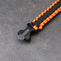 Браслет для выживания 4в1 (паракорд, компас,свисток,огниво), черно-оранжевый