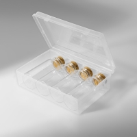 Набор баночек для хранения бисера, d = 3 &times; 7 см, 4 шт, в контейнере, 13,5 &times; 8,7 &times; 4 см