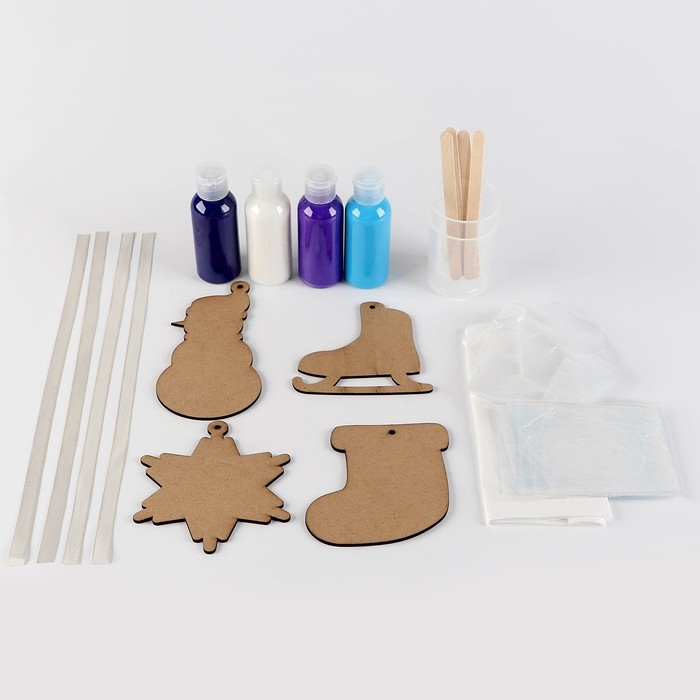 Ёлочные подвески своими руками на новый год &laquo;Новый год&raquo;, новогодний набор для абстрактного рисования