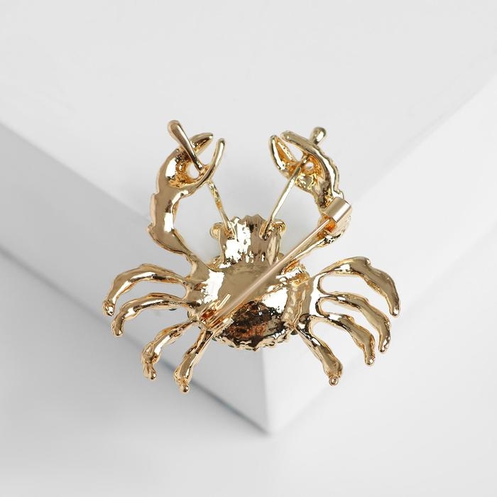 Брошь &laquo;Крабик&raquo;, цвет бело-зелёный в золоте