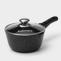 Набор кухонной посуды &laquo;Мраморная №3&raquo;, 6 предметов, крышка, съёмная ручка, антипригарное покрытие, цвет тёмный мрамор