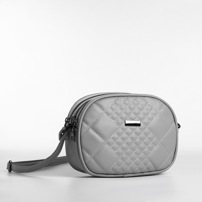 Сумка женская кросс-боди на молнии, цвет серый