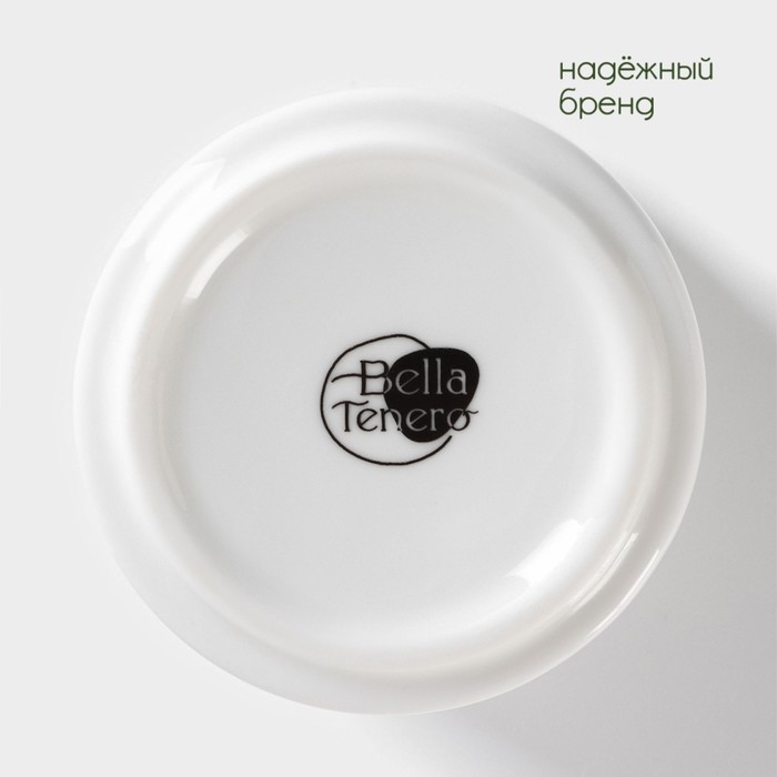 Набор банок фарфоровых для сыпучих продуктов с ложками на бамбуковой подставке BellaTenero &laquo;Герда&raquo;, 2 предмета: 300 мл, цвет белый