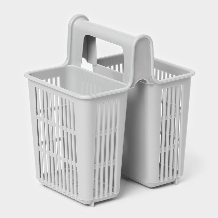 Сушилка для столовых приборов, 2 отделения, 10,1&times;13,8&times;16 см, цвет серый