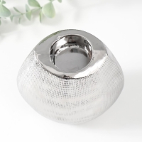 Подсвечник керамика на 1 свечу "Глория" d=4 см серебро 12,5х8х12 см