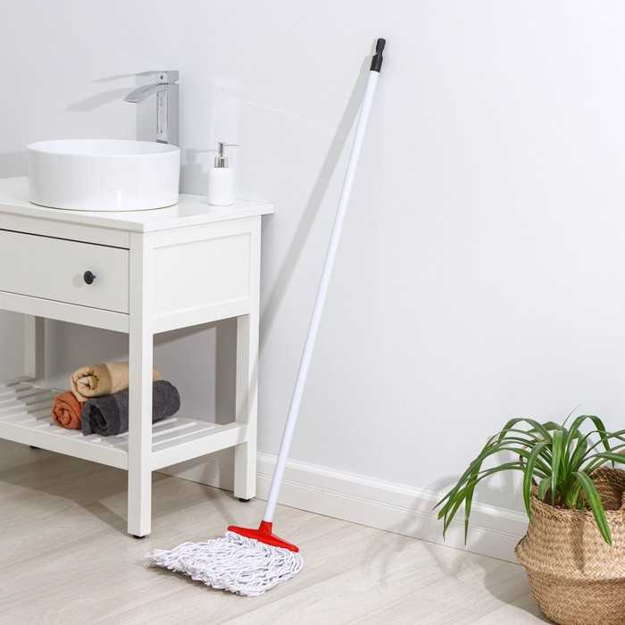 Швабра для мытья пола Доляна &laquo;Веревочная плоская&raquo;, насадка 23 см, металлическая ручка 118 см, цвет МИКС