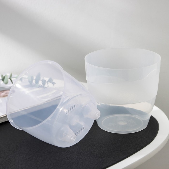 Кашпо для цветов со вставкой &laquo;Грация&raquo;, 1,2 л, цвет прозрачный