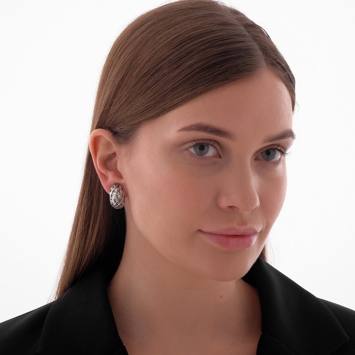 Клипсы &laquo;Грейс&raquo; лепестки, цвет чернёное серебро