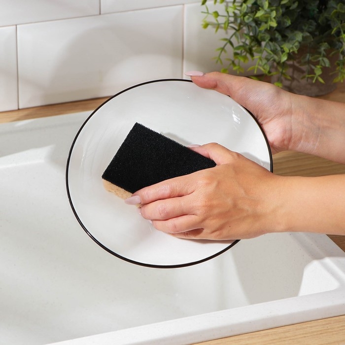 Набор губок для мытья посуды Raccoon &laquo;Лофт&raquo;, 3 шт, 9&times;6,5&times;3,5 см, крупнопористый поролон, цвет бежевый