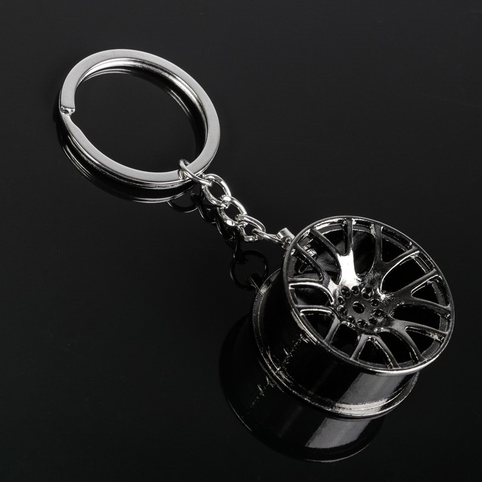 Брелок для ключей автомобиля Cartage, диск, металл, темный хром