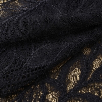 Кружевная эластичная ткань, 185 мм &times; 2,7 &plusmn; 0,5 м, цвет чёрный