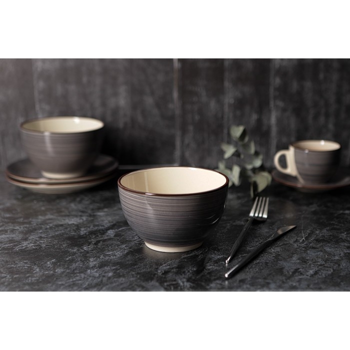 Салатник керамический Доляна &laquo;Морской мир&raquo;, 800 мл, d=14 см, цвет коричневый