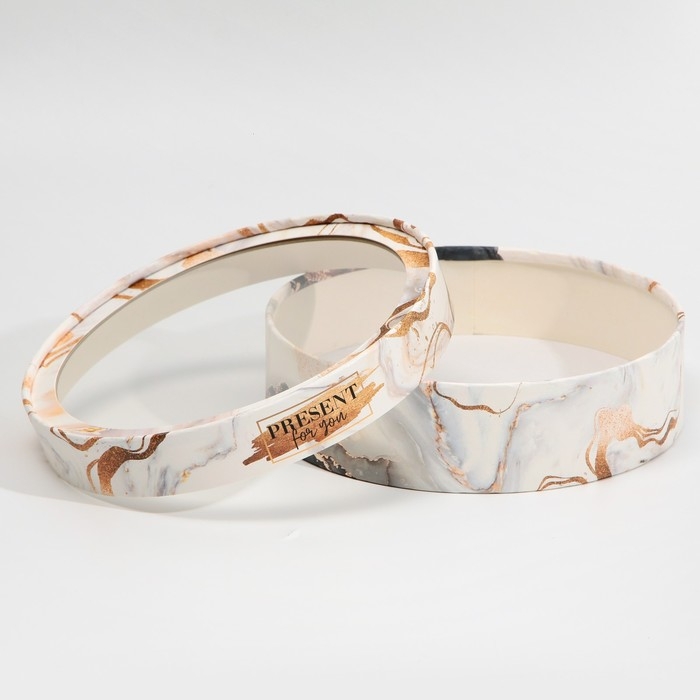 Коробка для макарун, кондитерская упаковка тубус с окном, &laquo;Мрамор&raquo; 20 х 20 х 5 см