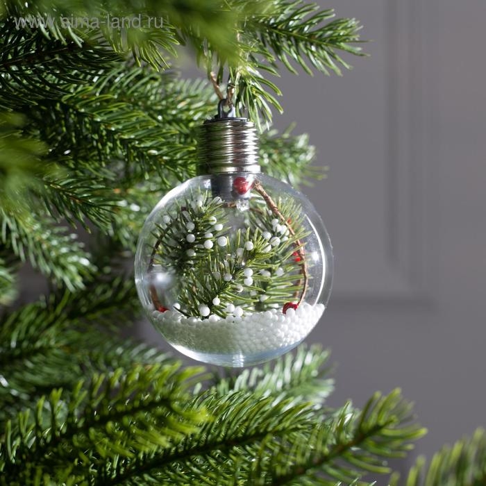 Ёлочный шар &laquo;Ветка ели&raquo;, батарейки, 1 LED, свечение тёплое белое