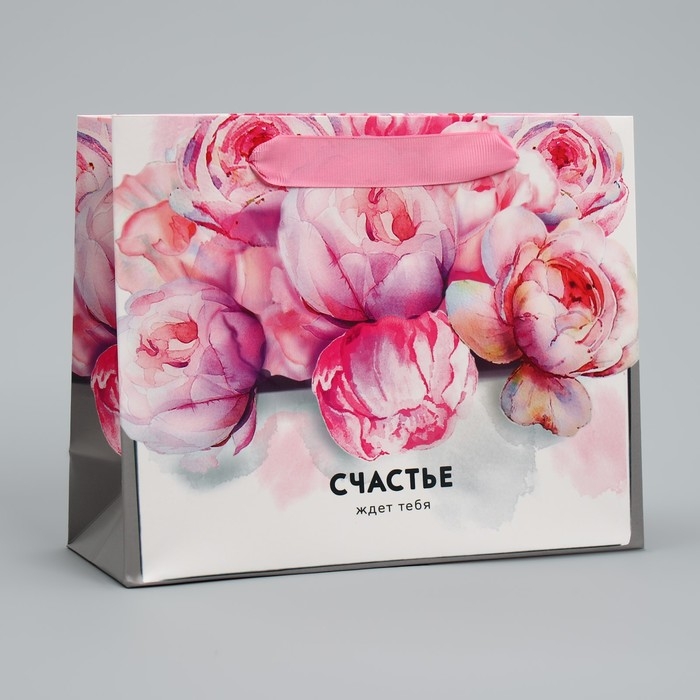 Пакет подарочный ламинированный горизонтальный, упаковка, &laquo;Счастье ждёт тебя&raquo; 22 х 17,5 х 8 см