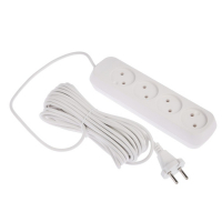 Удлинитель Luazon Lighting ECO, 4 розетки, 10 м, 10 А, 2200 Вт, ПВС 2х0.75 мм2,без з/к,белый