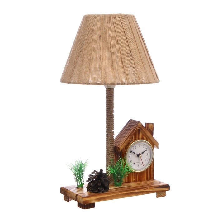 Настольная лампа с часами "Дом" Е14 15Вт 19х18х35 см