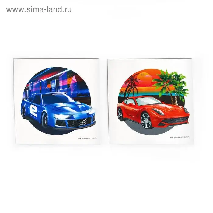 Татуировки-переводки детские, 8 &times; 8 см, набор 2 шт. &laquo;Машины&raquo;