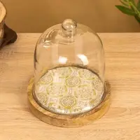 Блюдо сервировочное с крышкой, 18&times;18&times;20 см, дерево, стекло