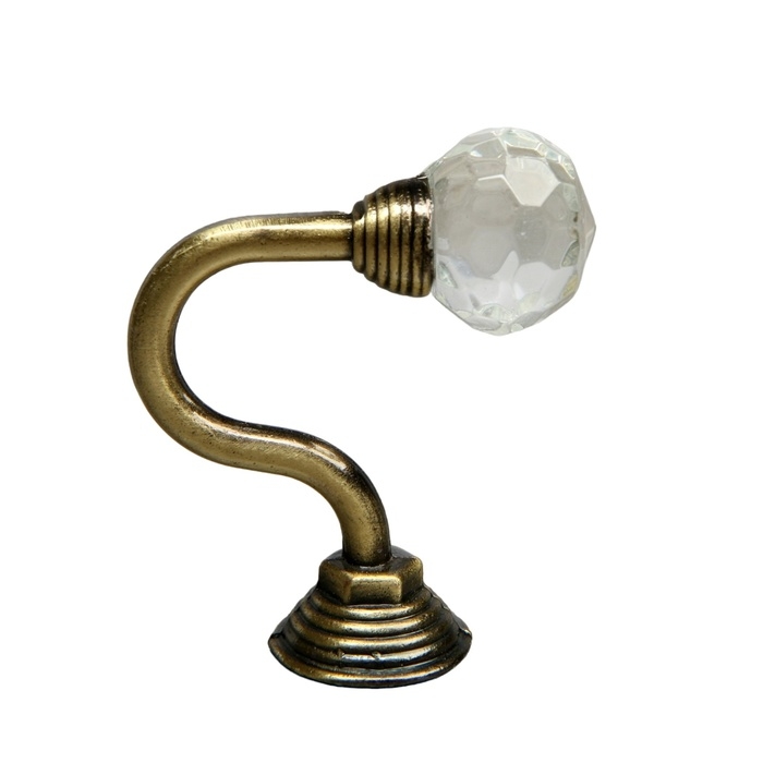 Крючок для штор "ТУНДРА" KS007, однорожковый, цвет бронза