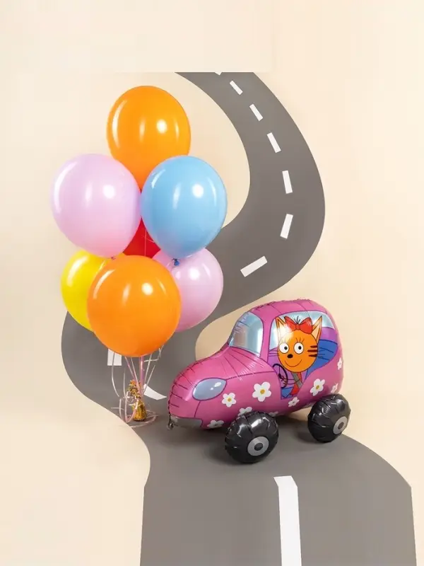 Воздушный шар фольгированный 3D 29" &laquo;Три Кота. Карамелька в машине&raquo;