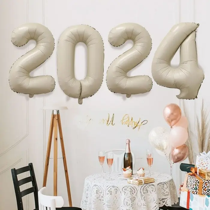 Шар фольгированный 40" Цифра 2, цвет &laquo;Взбитые сливки&raquo;