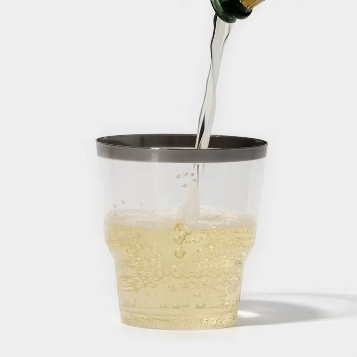 Стакан пластиковый одноразовый &laquo;Кристалл&raquo;, 200 мл, с металлизированными каемками, цвет прозрачный