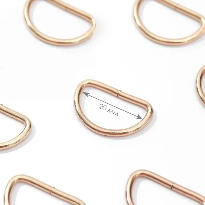 Полукольца для сумок, d=20 мм, толщина - 2 мм, 10 шт., цвет золотой