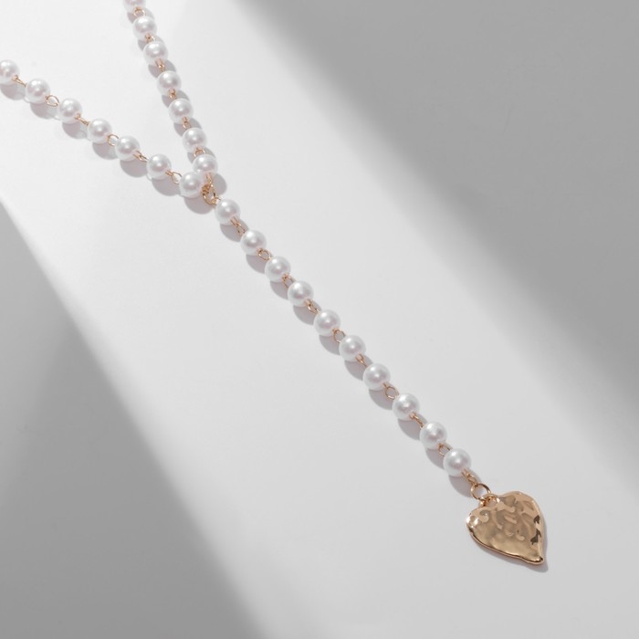 Кулон с жемчугом &laquo;Олимпия&raquo; подвеска сердце, цвет белый в золоте, 30 см