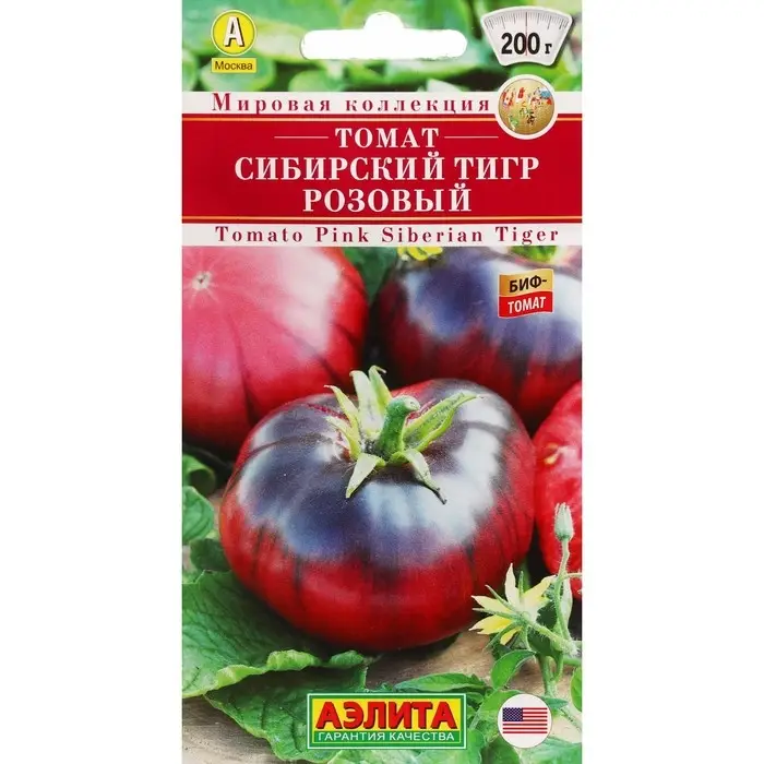 Семена Томат "Сибирский тигр", розовый, ц/п, индетерминантный,высокорослый , 0,2 г
