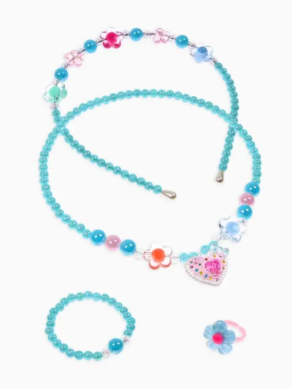 Комплект детский &laquo;Выбражулька. Сердце&raquo;, 4 предмета: клипсы, бусы, кольцо, ободок, МИКС