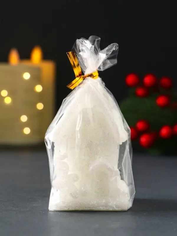 Свеча новогодняя "Домик с Пряником" 40х70мм, белый