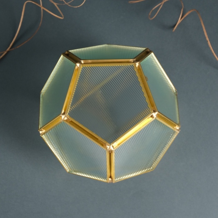 Подсвечник стекло, металл "Гранённый шар" прозрачный 16х16х14 см