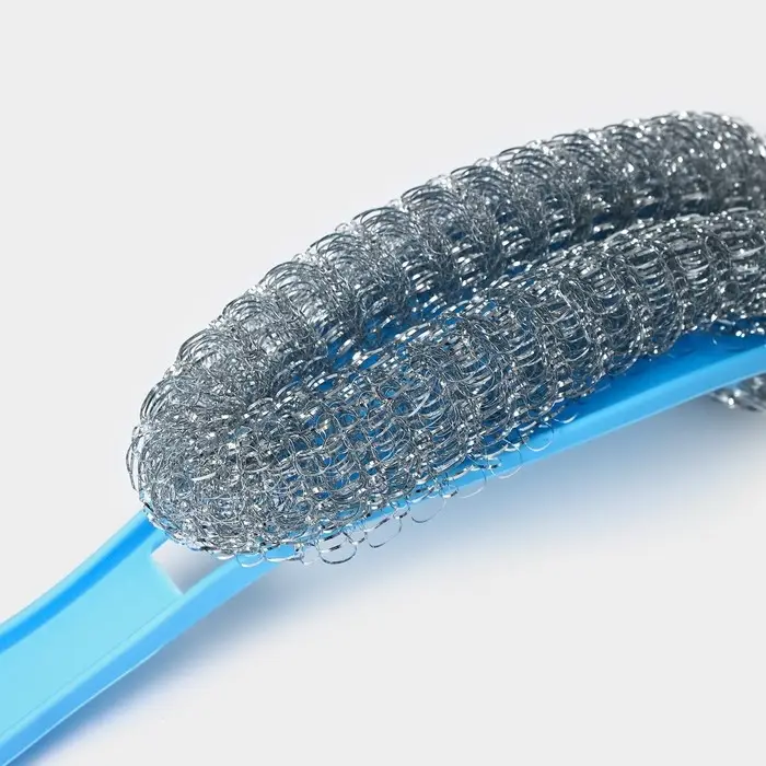 Губка для посуды Доляна, с ручкой, металлическая, 24&times;5&times;5 см, МИКС